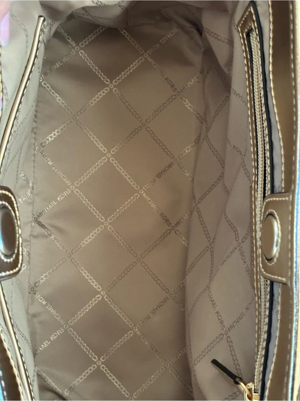 Michael Kors Luisa Medium Cotton Cream Canvas Tote with Gold Trim